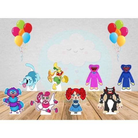 Kit Festa com 6 ou 8 displays para decoração de mesa Huggy Wuggy Poppy Playtime