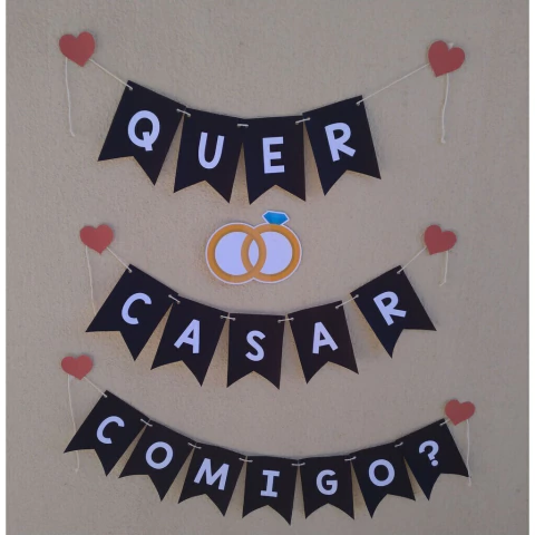 Bandeirola Quer Casar Comigo? Noivado Noivos Festa de Casamento