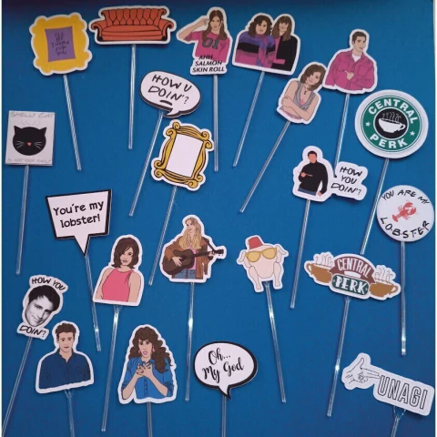 Tags Aplique Docinho Cupcake salgadinhos Festa Friends com palito 24un