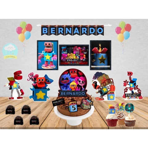 Kit festa Só um Bolinho Display forminha de docinho tag topo de bolo boxy boo poppy playtime