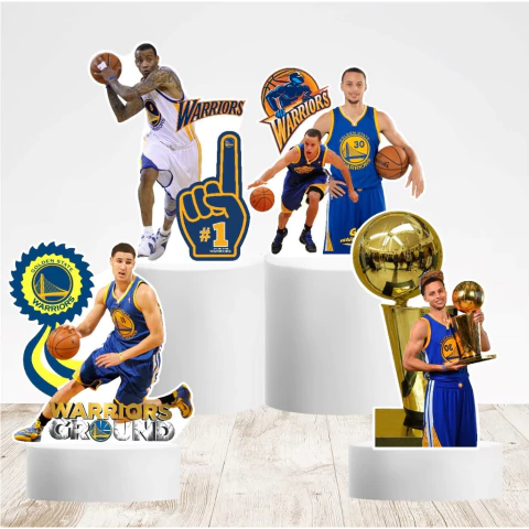 Kit Display de Mesa Decoração de Festa Basquete Golden State