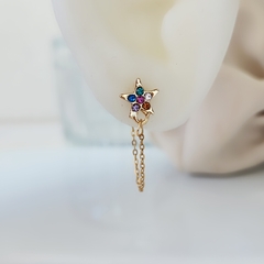 ARO ESTRELLA MULTICOLOR CON CADENA