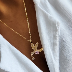 COLLAR COLIBRI ROSA ABRIL 50CM - comprar online