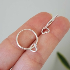 ARGOLLAS CUBANAS CON DIJE CORAZON - Amatista Joyas