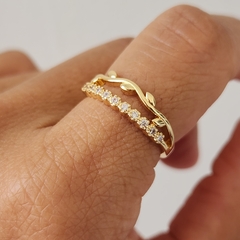 ANILLO DOBLE HOJA CUBIC - comprar online