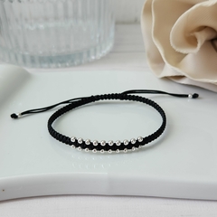 PULSERA DE HILO DOBLE BOLITAS NEGRA - comprar online