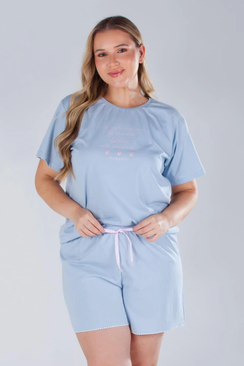 Pijama Plus Size Feminino Curto Caminho e Verdade