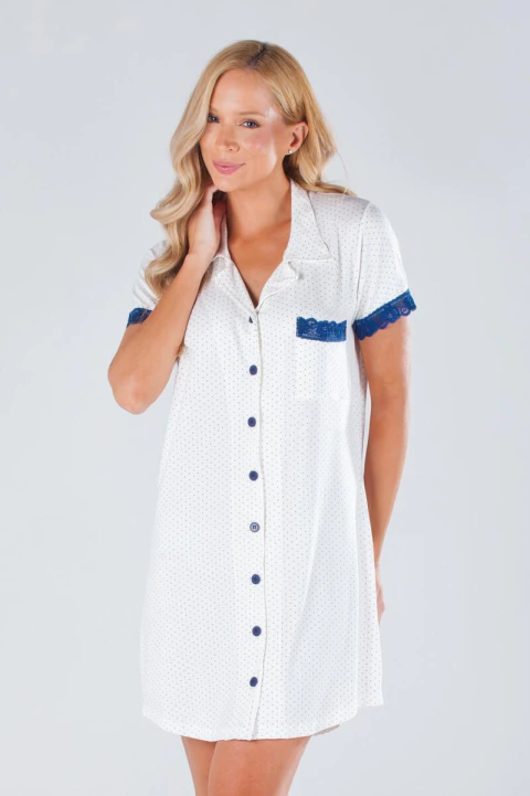 Camisola Botão Manga Curta Florecer