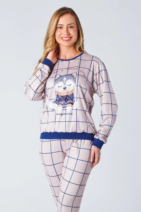 Pijama Feminino Inverno Lobo