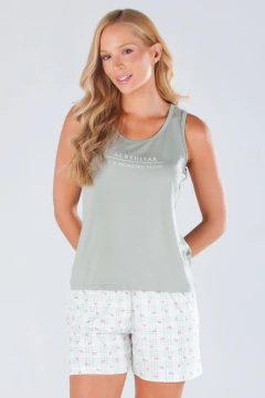 Pijama Feminino Curto Regata Jardim