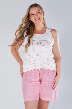 Pijama Plus Size Feminino Curto Regata Laço