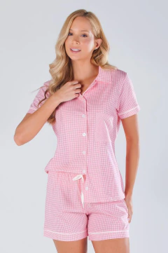 Pijama Feminino Curto Botão Laços
