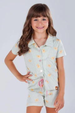 Pijama Infantil Curto Botão Menina Amigo