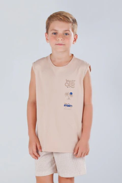 Pijama Infantil Verão Menino Regata Beach