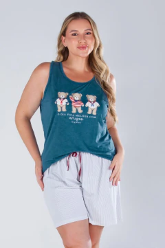 Pijama Plus Size Feminino Curto Regata Melhor Dia