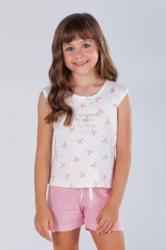 Pijama Infantil Verão Menina Regata Laços