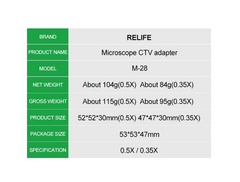 Interfaz CTV del microscopio RELIFE 0.35X & 0.5X M-28 en internet