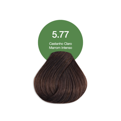 5.77 Castanho Claro Marrom Intenso Coloração Creme Permanente Vegana
