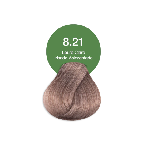 8.21 Louro Claro Irisado Acinzentado Coloração Creme Permanente Vegana