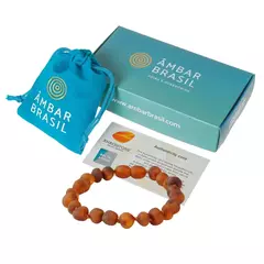 Pulseira de Âmbar para Adultos Conhaque Rústico - comprar online