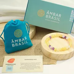 Pulseira Âmbar Adultos Limão Rústico e Ametista - comprar online
