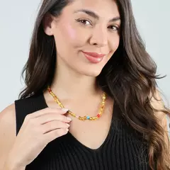 Colar de Âmbar para Adultos Mel Polido Pedra e Cores - comprar online