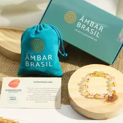 Pulseira de Âmbar Crianças Limão e Quartzo Rosa - comprar online