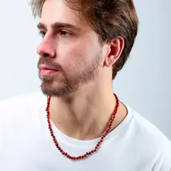 Colar de Âmbar Adultos Masculino Conhaque Polido - comprar online