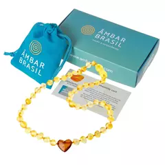 Colar de Âmbar para Bebês Mel Polido Coração - comprar online