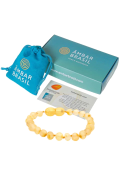 Pulseira de Âmbar para Crianças Limão Rústico