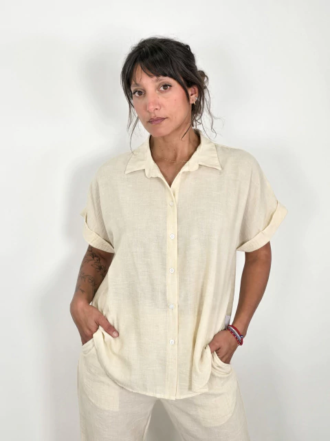 CAMISA AMPLIA LINO JASPEADO