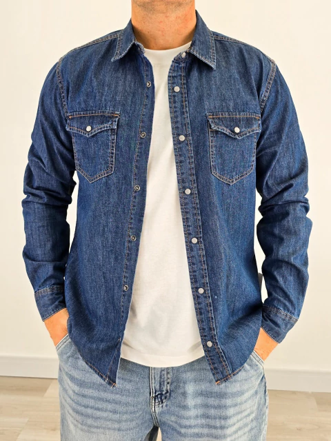 CAMISA DENIM C/LAV ENZIMATICO EFECTO DECOLORACION CANESU ESP