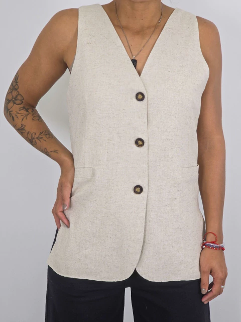 CHALECO LINO LARGO - comprar online