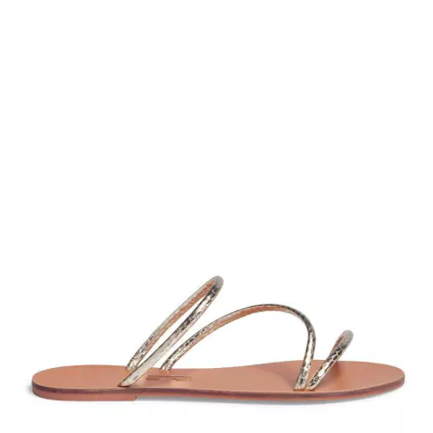 Rasteira Santa Lolla Feminina Tiras Cobra Cristal Dourada - comprar online