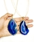 Colar de palha com ágata azul folheado