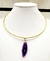 Colar de chapa ágata roxo com capim dourado