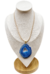Colar de ágata azul com palha natural