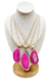 Colar de ágata rosa com palha natural - comprar online