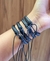 kit 4 pulseiras de couro preto ( pulseira fina )