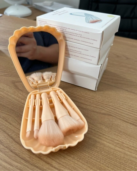 kit pincel para maquiagem com espelho mirror box mz18