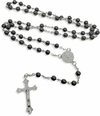 Terço de Hematita São Bento com Crucifixo de Metal