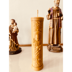 Vela 100% Cera de Abelha Maciça com tema São Padre Pio