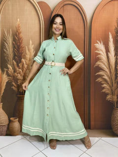 Vestido longo botões e cinto sensorial - comprar online
