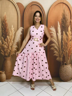 Vestido mídi crepe premium poá