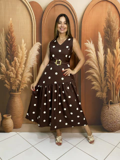 Vestido mídi crepe premium poá na internet