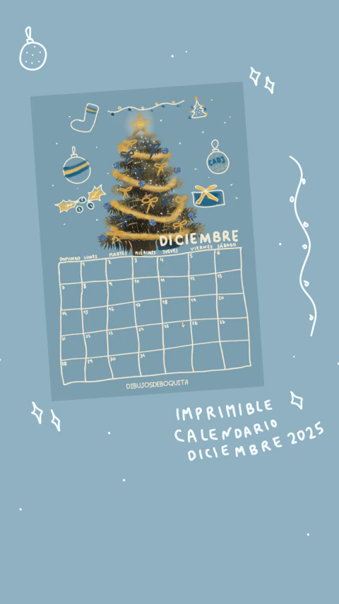 Calendario diciembre 2025 - imprimible ✨