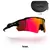 Óculos de sol esportivo Radar EV na cor Dark Ruby, com lente espelhada em tons de vermelho e amarelo e preto, acompanhado de uma case de proteção.
