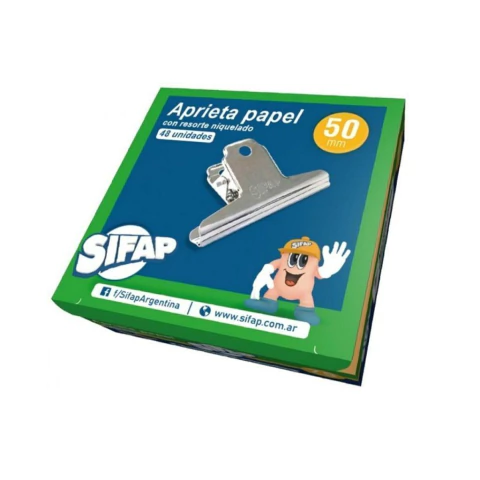 CLIP APRIETA PAPEL SIFAP DE METAL NIQUELADO NRO.50 (5 CM) (UNIDAD) - comprar online