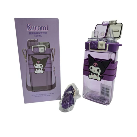 BOTELLA INFANTIL C/CORREA DOBLE PICO 520ML KUROMI SANRIO