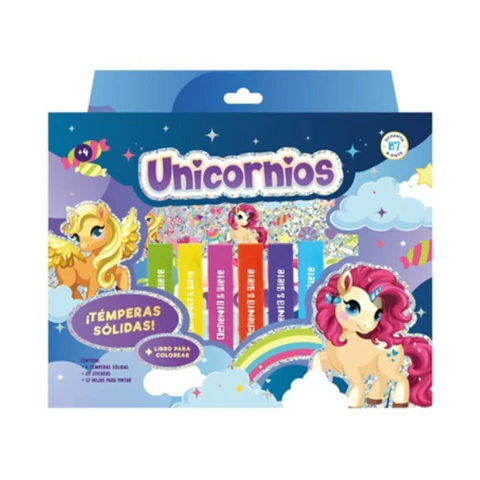 SET TEMPERAS SOLIDAS UNICORNIO
